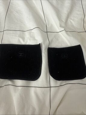 CHANEL Black Velvet Jewelry Pouches - Pair